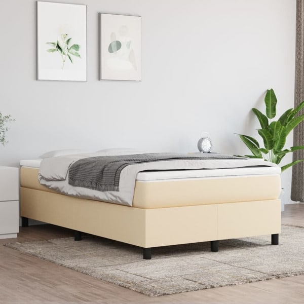 vidaXL Sängram utan madrass gräddvit 120x200 cm tyg Kräm