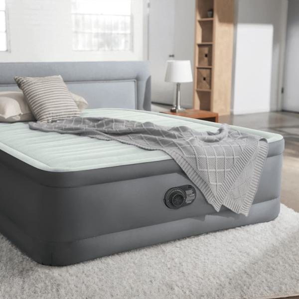 INTEX Luftmadrass PremAire vit och grå queen 152x203x46 cm Grå