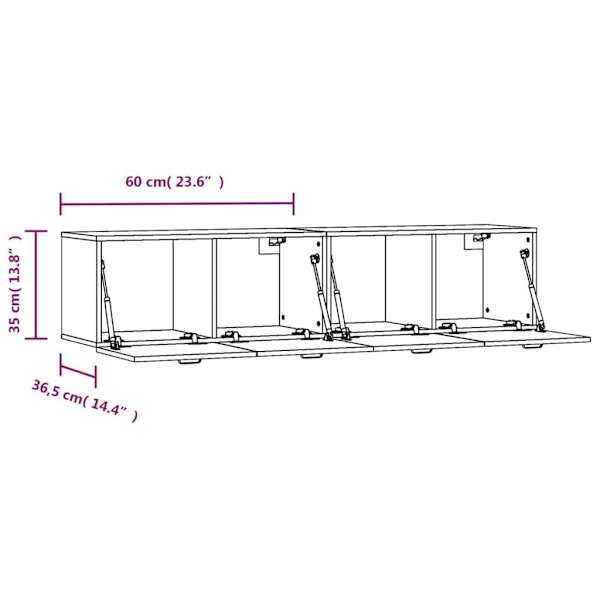 vidaXL Väggskåp 2 st rökfärgad ek 60x36,5x35 cm konstruerat trä Brun