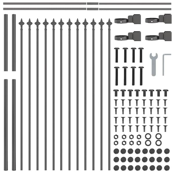 vidaXL Trädgårdsstängsel 8 pcs Grå 13,6 x 1,2 m Pulverlackerad stål Grå