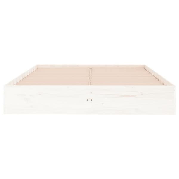 vidaXL Sängram vit massivt trä 135x190 cm Vit