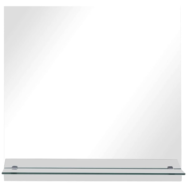 vidaXL Väggspegel med hylla 30x30 cm härdat glas Silver