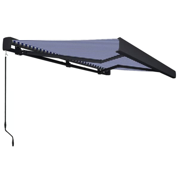 vidaXL Markis manuell 350x250 cm blå och vit Blå