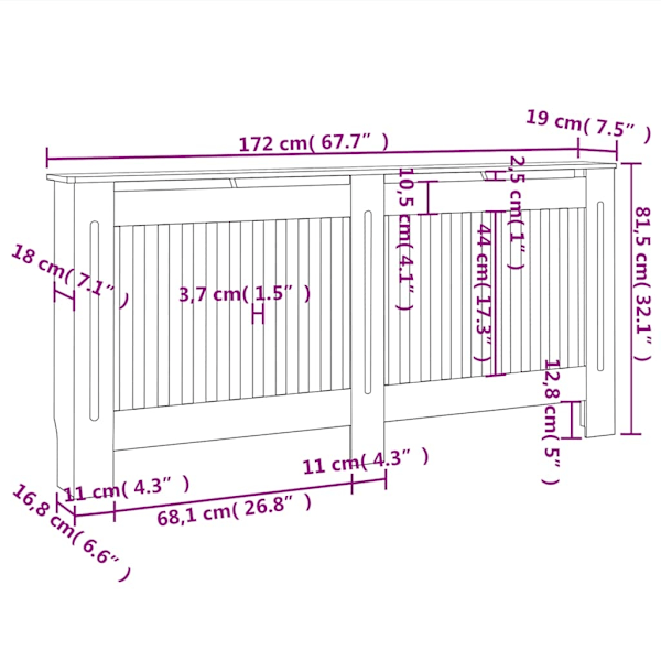 vidaXL Elementskydd 172x19x81,5 cm MDF Brun