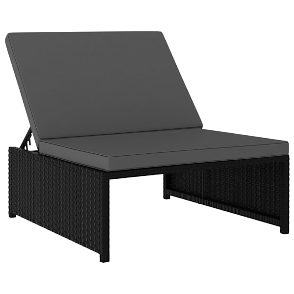 vidaXL Solsängar 2 st med bord konstrotting svart Svart