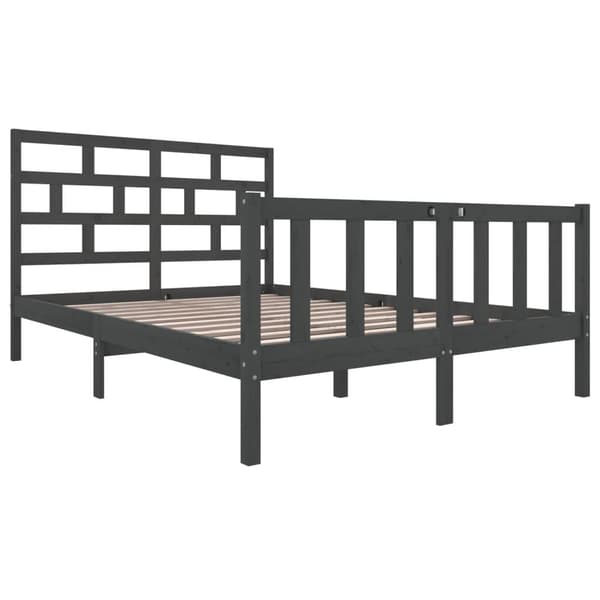 vidaXL Sängram grå massiv furu 150x200 cm Grå