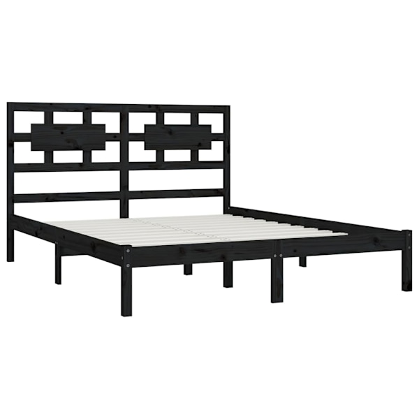 vidaXL Sängram svart massiv furu 200x200 cm Svart