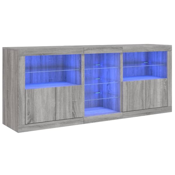 vidaXL Skänk med LED-belysning grå sonoma 162x37x67 cm Grå