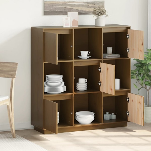 vidaXL Högskåp honungsbrun 110,5x35x117 cm massiv furu Brun