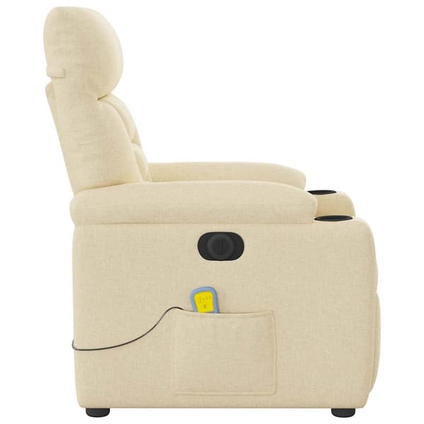 vidaXL Elektrisk massagefåtölj gräddvit tyg Kräm