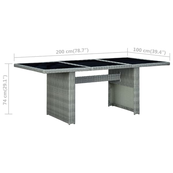 vidaXL Trädgårdsbord ljusgrå konstrotting och härdat glas grå