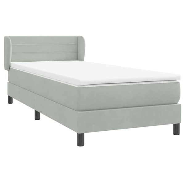 vidaXL Ramsäng med madrass ljusgrå 80x220 cm sammet Grå