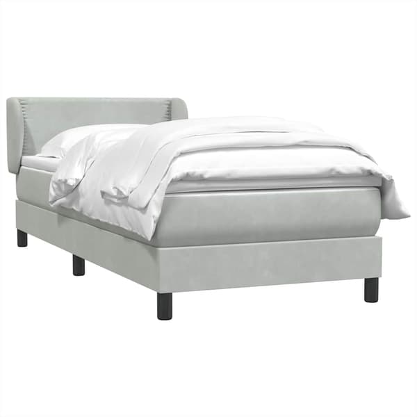 vidaXL Ramsäng med madrass ljusgrå 90x210 cm sammet Grå