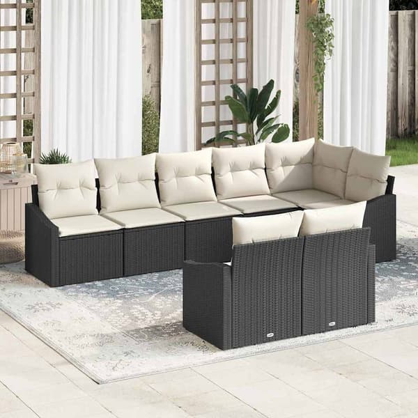 vidaXL Soffset 8 st Svart konstrotting Svart