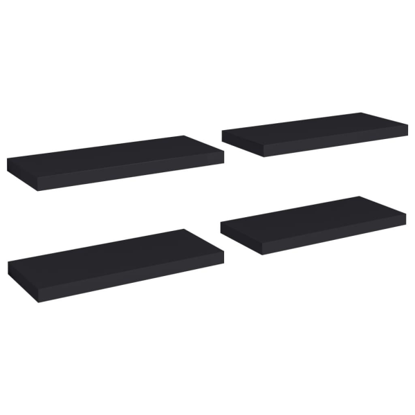 vidaXL Svävande vägghyllor 4 st svart 60x23,5x3,8 cm MDF Svart