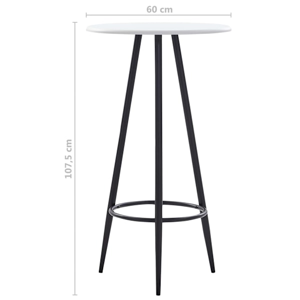 vidaXL Barbord vit 60x107,5 cm MDF Vit