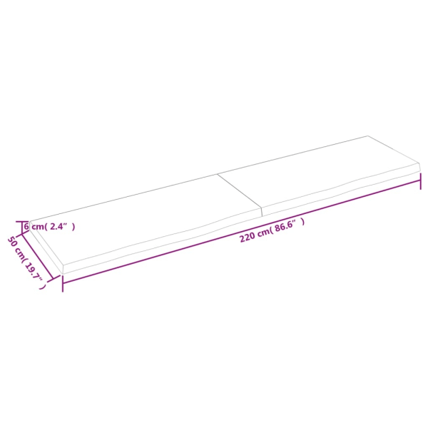 vidaXL Vägghylla mörkbrun 220x50x(2-6) cm behandlad massiv ek Brun