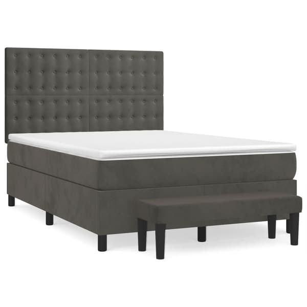 vidaXL Ramsäng med madrass mörkgrå 140x190 cm sammet Grå