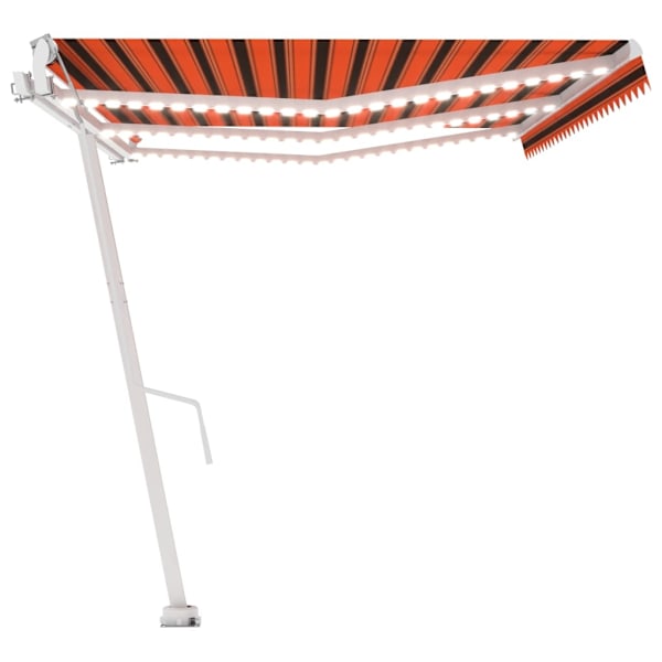 vidaXL Automatisk markis med vindsensor & LED 600x350 cm orange/brun Flerfärgsdesign