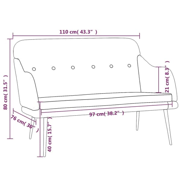 vidaXL Bänk mörkgrå 110x76x80 cm tyg Grå