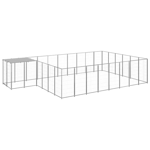vidaXL Hundgård silver 15,73 m² stål Silver