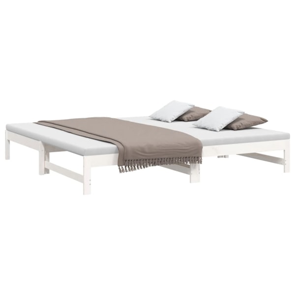 vidaXL Utdragbar dagbädd vit 2x(90x200) cm massiv furu Vit