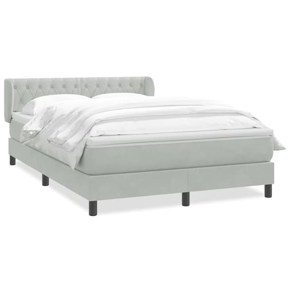 vidaXL Ramsäng med madrass ljusgrå 160x210 cm sammet Grå