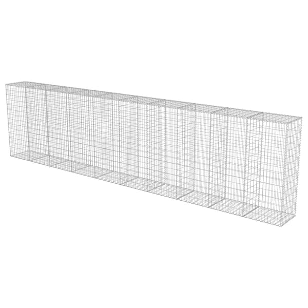 vidaXL Gabionmur i galvaniserat stål 600x50x150 cm Silver