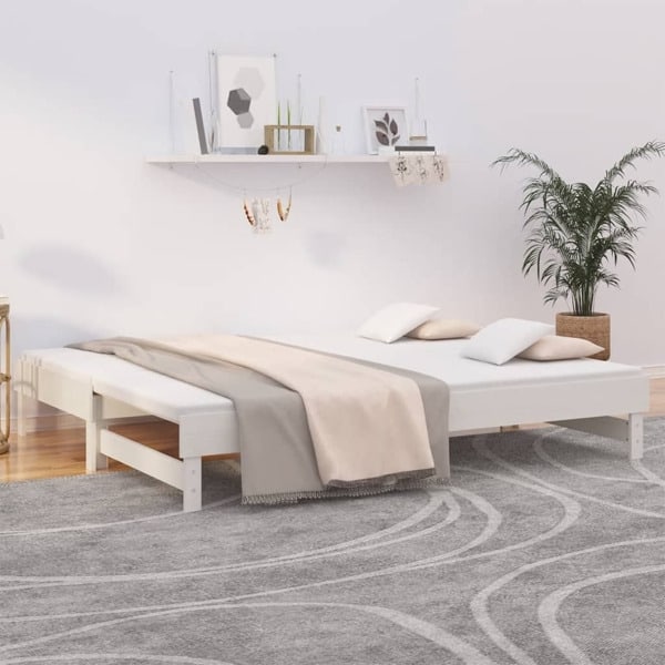 vidaXL Utdragbar dagbädd vit 2x(80x200) cm massiv furu Vit
