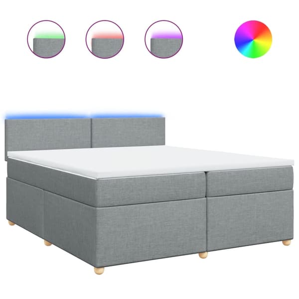 vidaXL Ramsäng med madrass ljusgrå 200x200 cm tyg Grå