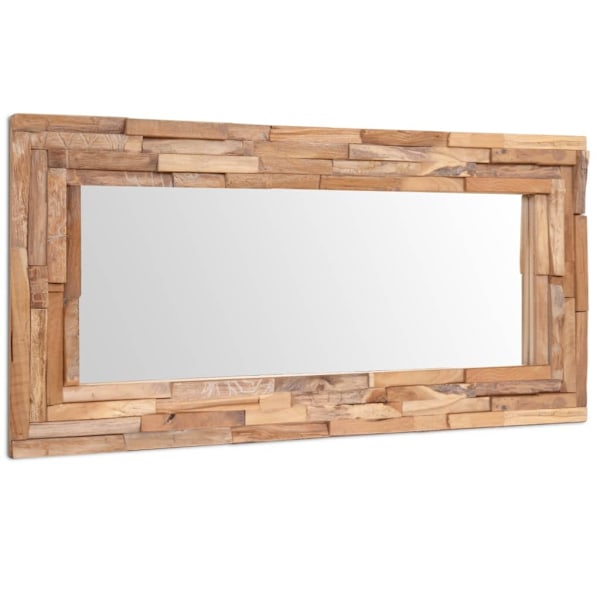 vidaXL Prydnadsspegel teak 120x60 cm rektangulär Brun