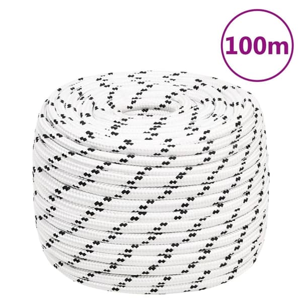 vidaXL Båtlina flätad vit 12 mm x 100 m polyester Vit
