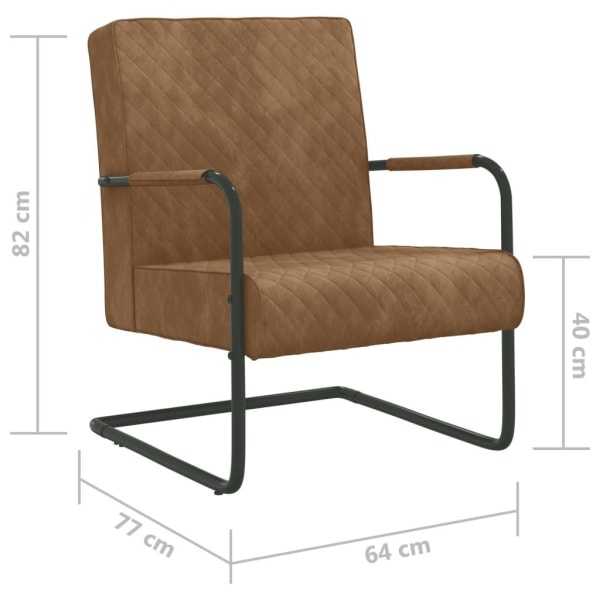 vidaXL Fribärande stol brun sammet Brun