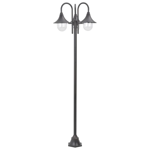 vidaXL Lyktstolpe för trädgård E27 220 cm aluminium 3 lyktor brons Brun