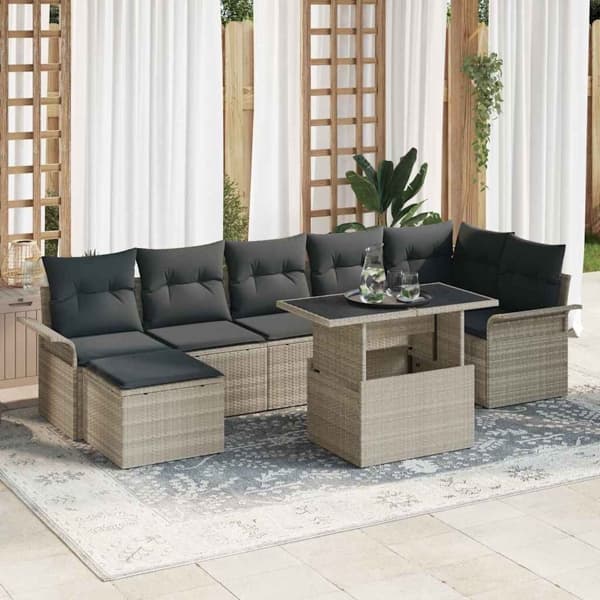 vidaXL Trädgårdsoffset 8 st Ljusgrå Poly rattan Ljusgrå