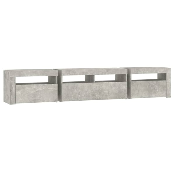 vidaXL Tv-bänk med LED-belysning betonggrå 210x35x40 cm Grå