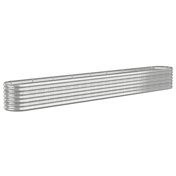 vidaXL Odlingslåda pulverlackerat stål 332x40x36 cm silver Silver