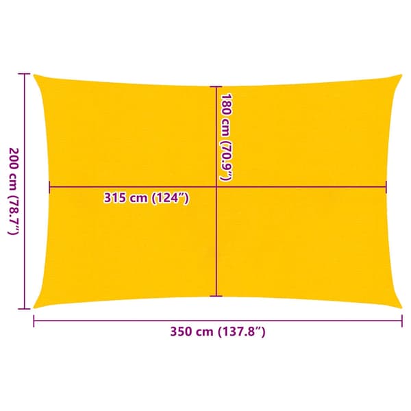 vidaXL Solsegel 160 g/m² rektangulär gul 2x3,5 m HDPE Gul
