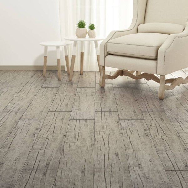 vidaXL Ej självhäftande PVC-golvplankor 5,26 m² 2 mm ek grå