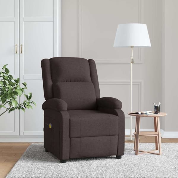 vidaXL Massagefåtölj mörkbrun tyg Brun