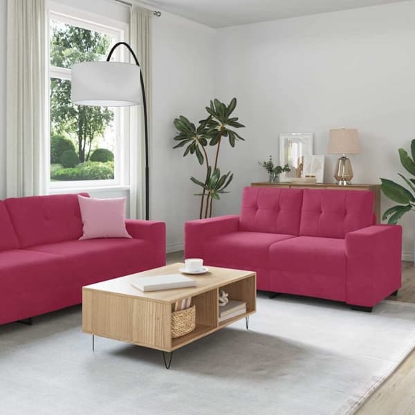 vidaXL Soffset 3 pcs Vind Röd 221 x 80 x 80 cm Sammet Röd