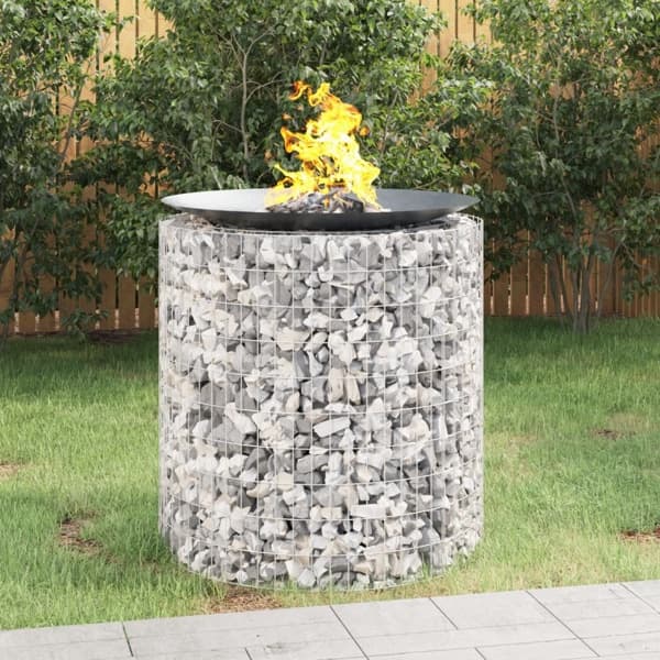 vidaXL Gabion för eldstad Ø 100 cm galvaniserat järn Silver