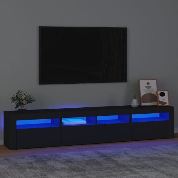vidaXL Tv-bänk med LED-belysning svart 210x35x40 cm Svart