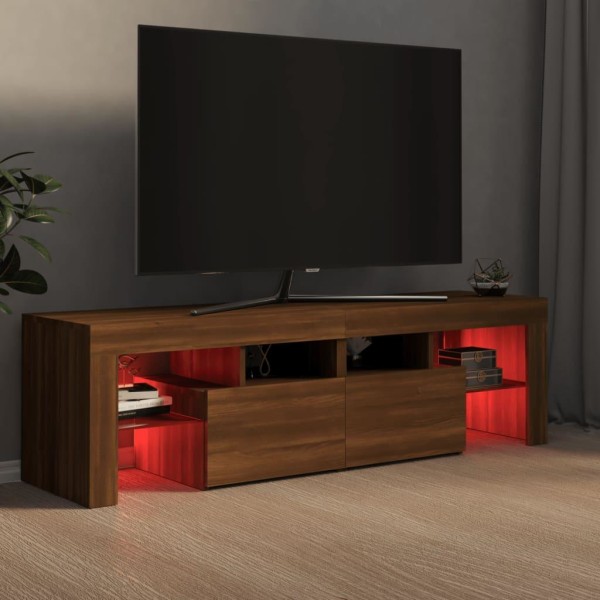 vidaXL Tv-bänk med LED-belysning brun ek 140x36,5x40 cm Brun