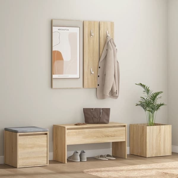 vidaXL Hallmöbler set sonoma-ek konstruerat trä Beige