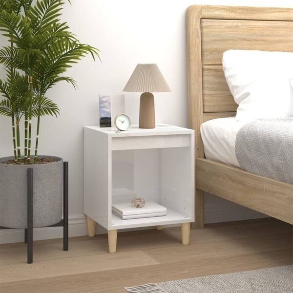 vidaXL Sängbord vit högglans 40x35x50 cm konstruerat trä Vit