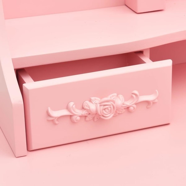 vidaXL Sminkbord med pall och 3 speglar rosa Rosa