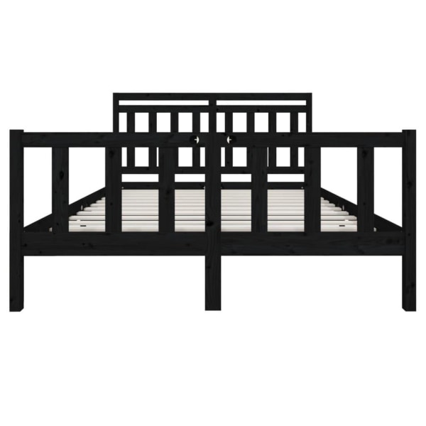 vidaXL Sängram massivt trä 150x200 cm svart Svart