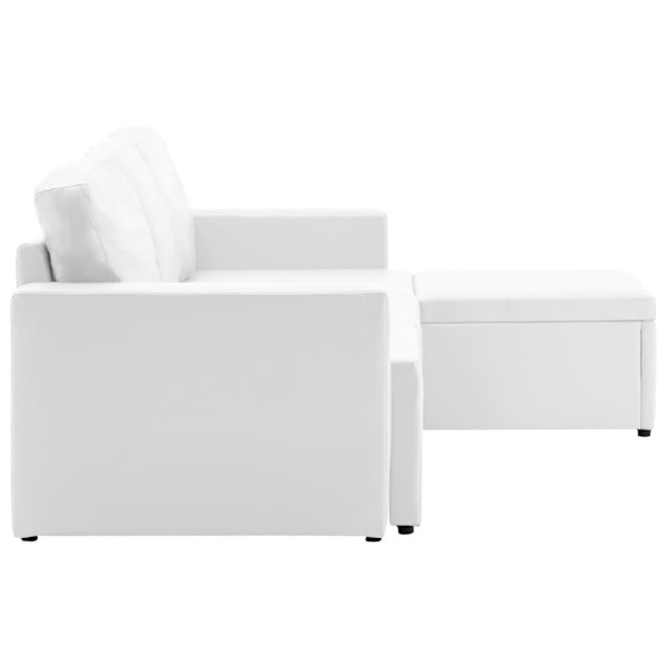 vidaXL Bäddsoffa modulär 3-sits vit konstläder Vit