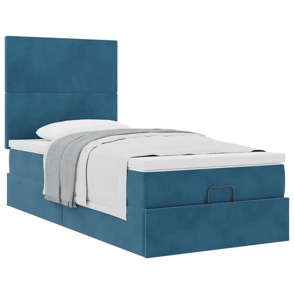 vidaXL Ottoman sängram med madrasser mörkblå 80x200 cm sammet Blå
